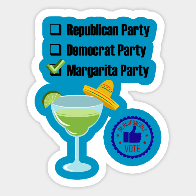 Vote Margarita Party Sticker by tshirtsunleashed